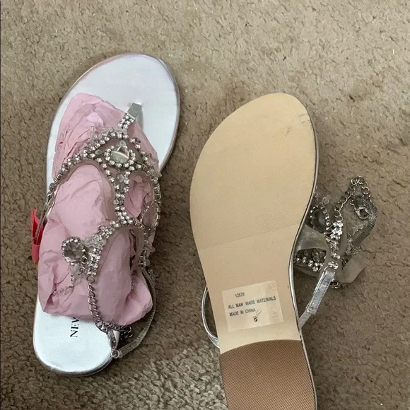 Newport News Silver Crystal Women's Sandals - Picture 2 of 2